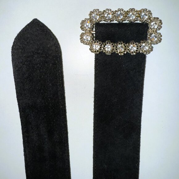 Blumarine Black Suede Belt Crystal Statement Buckle EXCELLENT main image 5